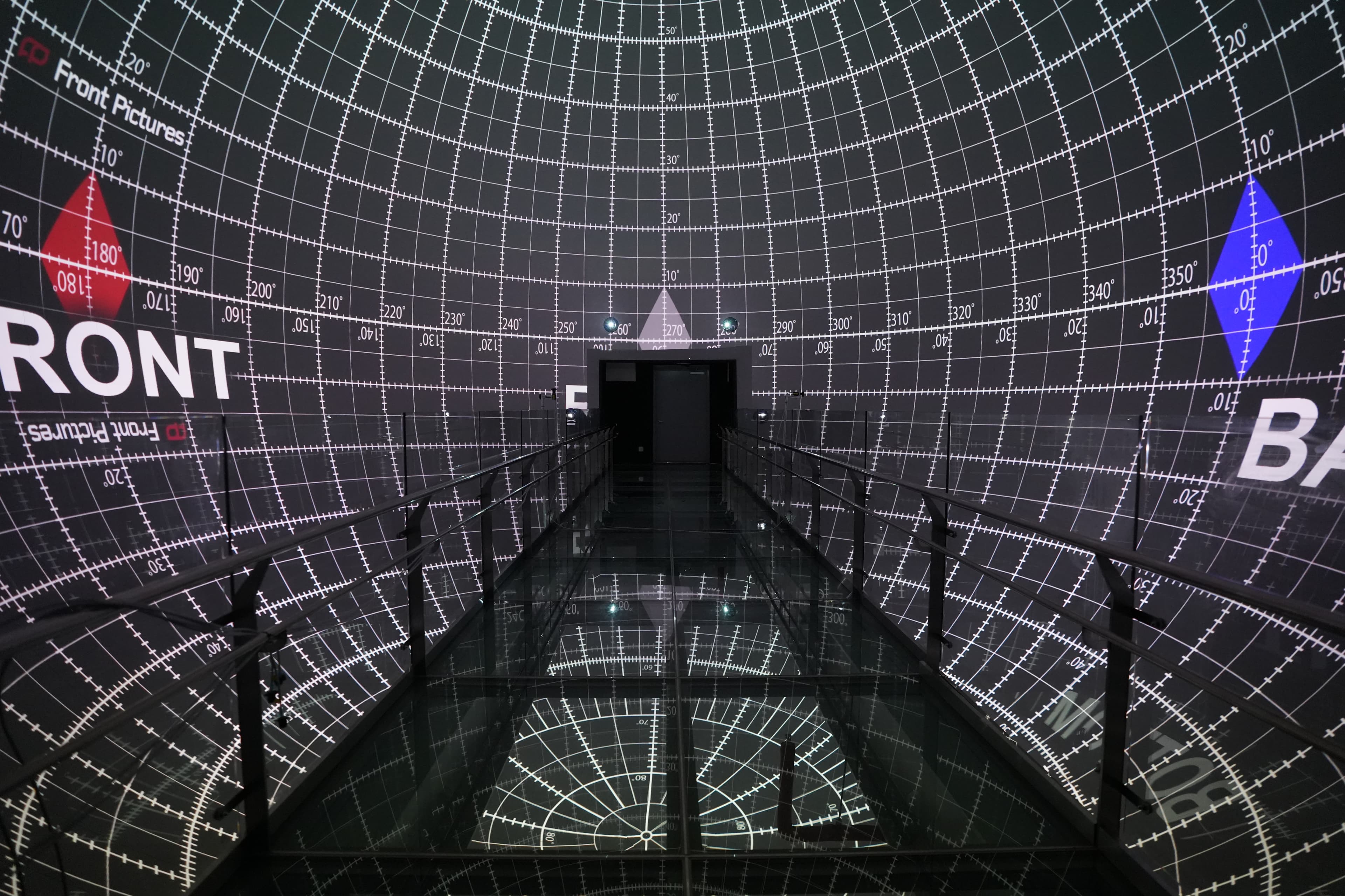 Calibration grid on the projection surface of the full sphere theater in Yeosu