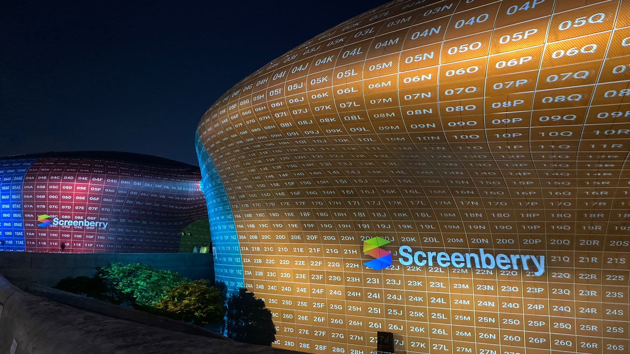 Screenberry-generated calibration grid for projection mapping on the DDP in Seoul