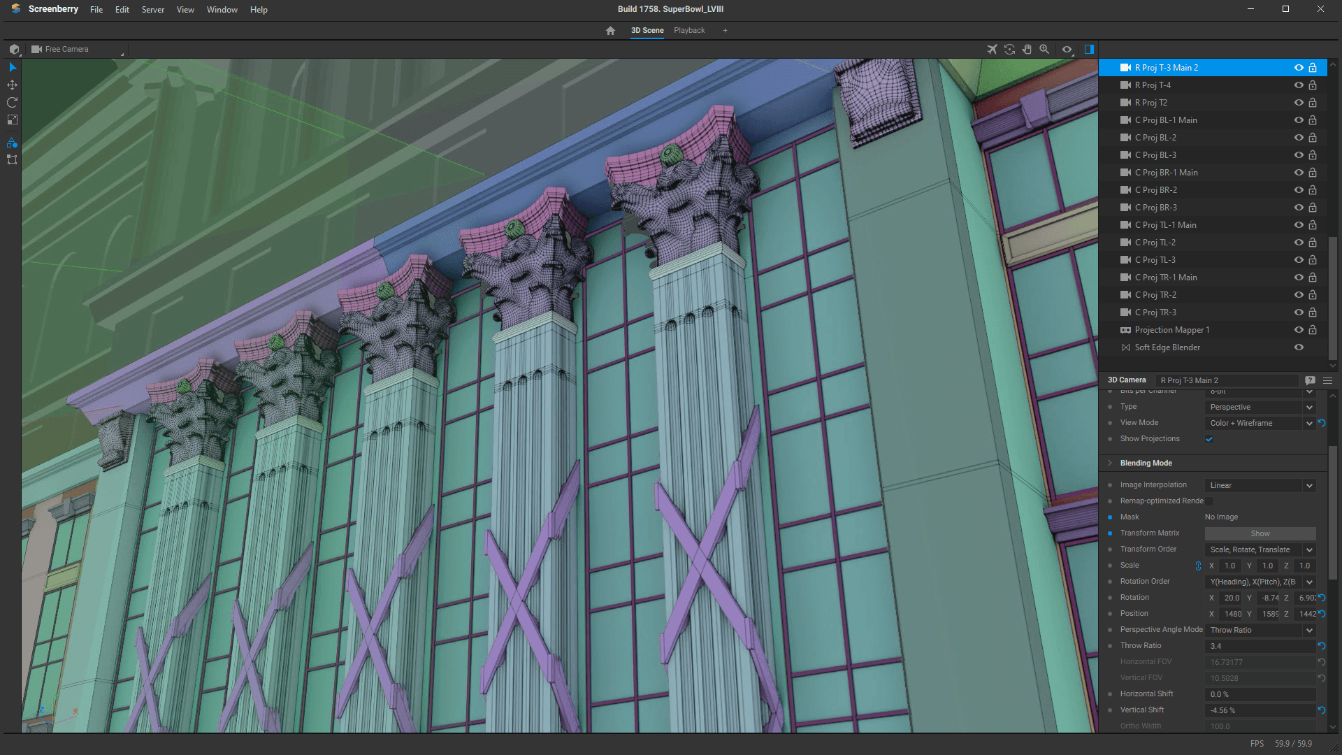Screenberry's 3D scene interface for Caesars Palace projection mapping