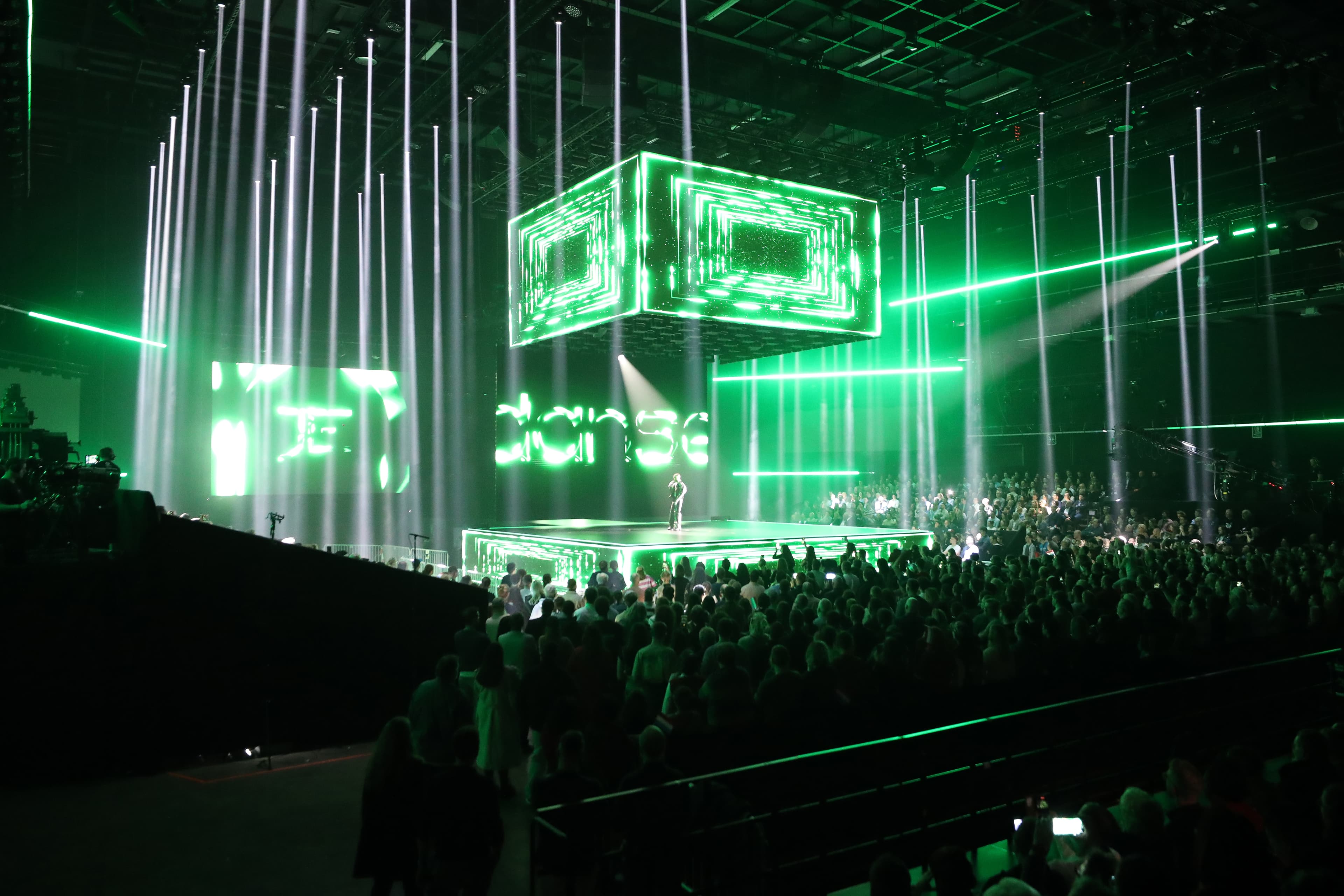 Audience watching a live performance at the Luxembourg Song Contest 2025, with Screenberry-powered visuals on LED screens