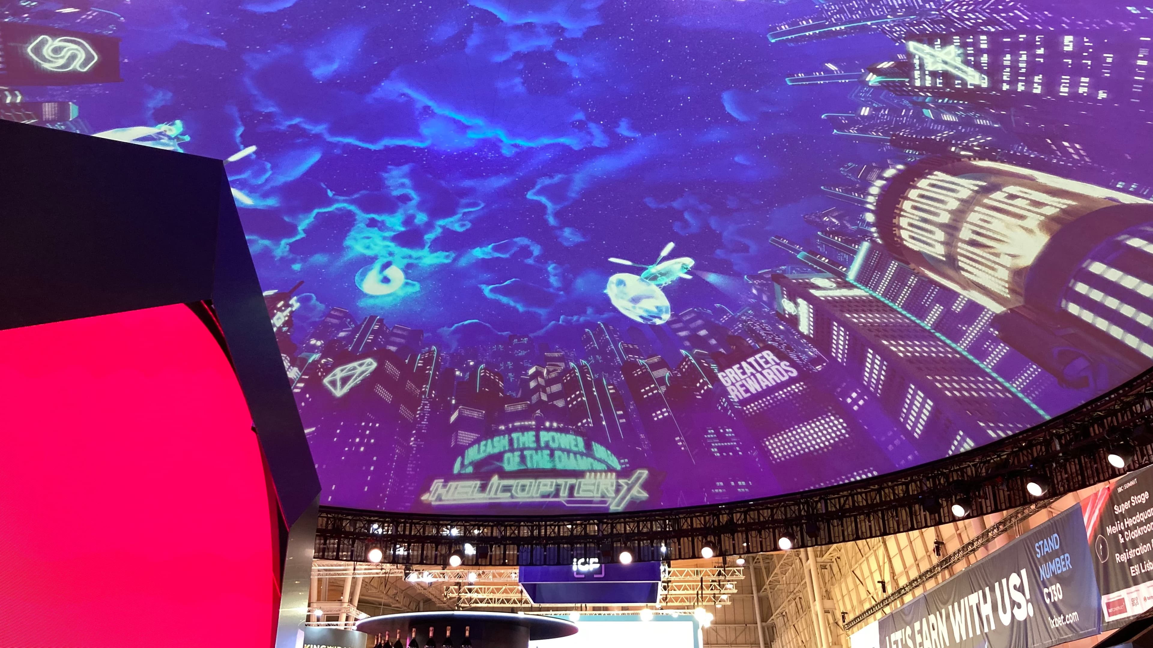 Screenberry-run dome projection at Smartsoft exhibition booth during SBC Summit 2024